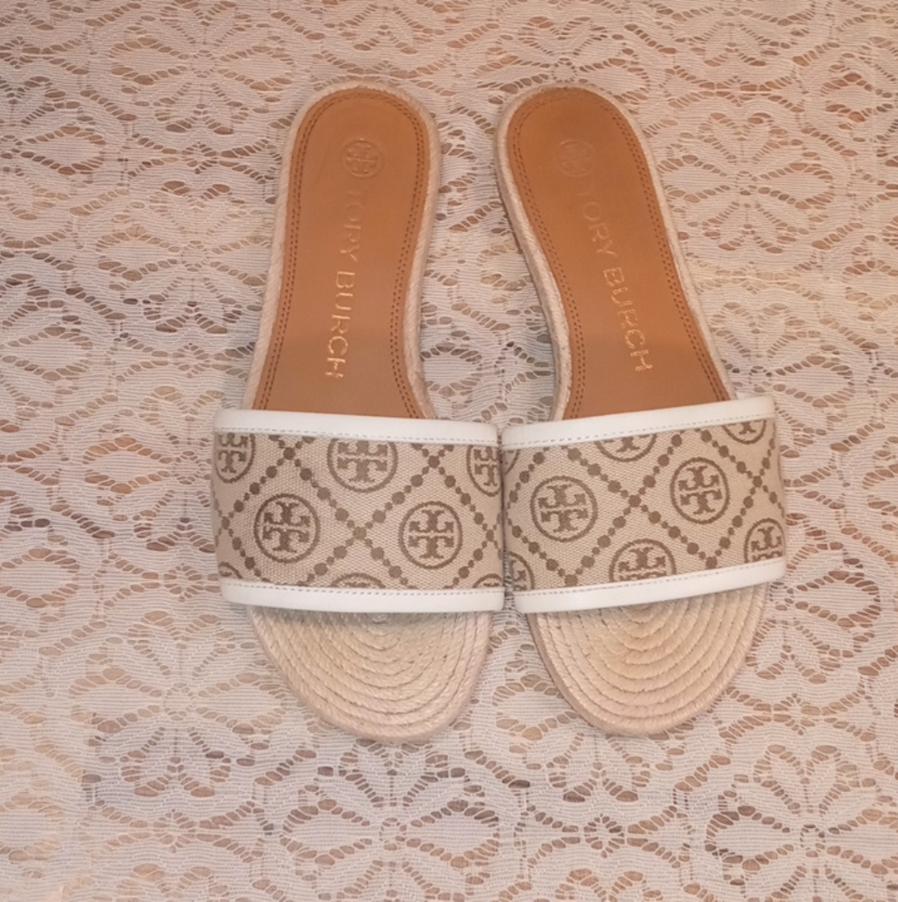 Tory Burch Monogram Espadrille Slides